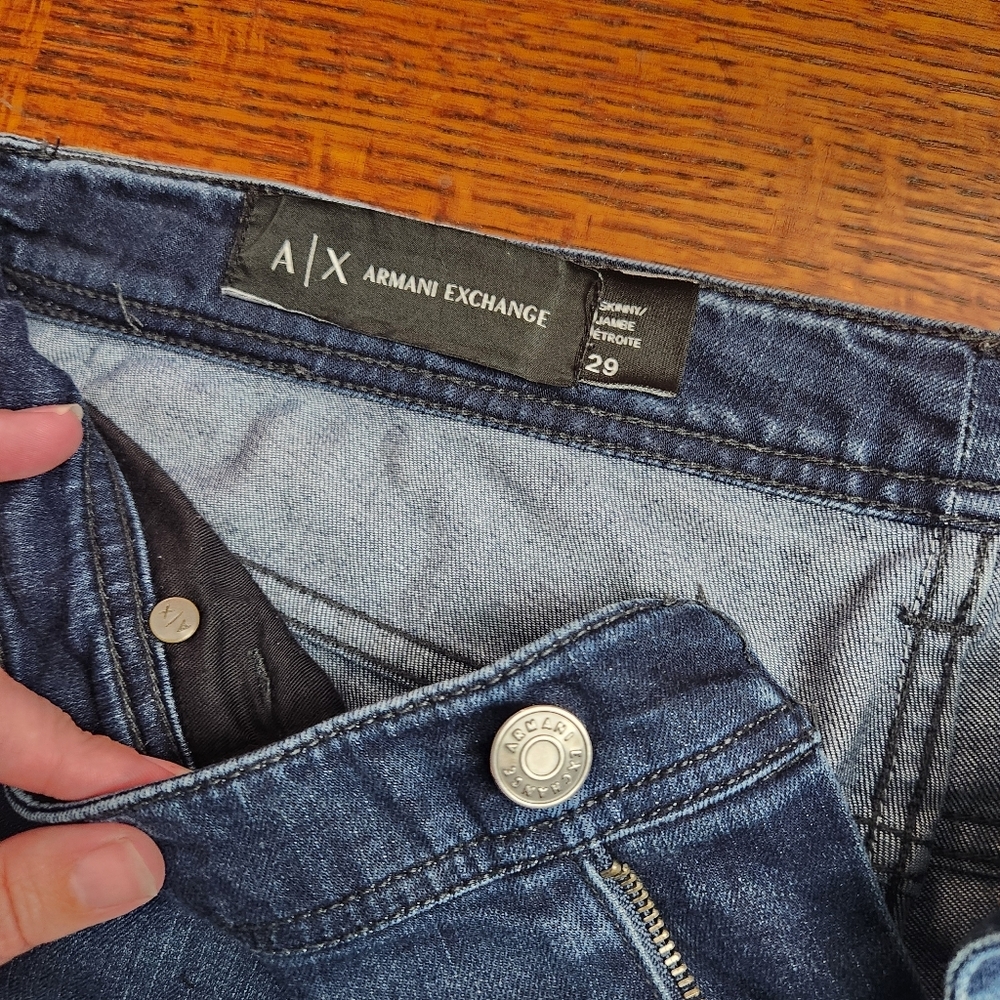 Armani Exchange Men's Size 29 skinny denim blue jeans 33.5 inch inseam - Picture 6 of 12